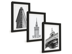 Galeria De Pinturas Murais Edifícios Arquitetônicos Em Preto E Branco Moldura Preta Fotos Para O Escritório Espelharte (3 Peças 20x30 Cm)