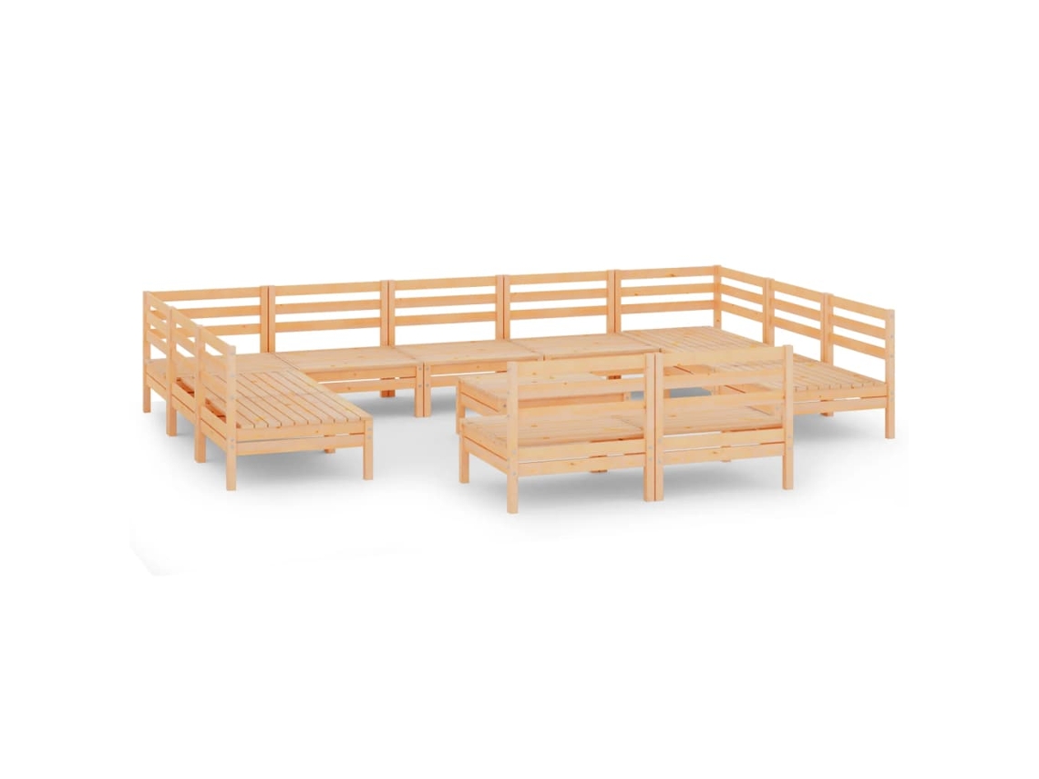 12 Pcs Conjunto Lounge de Jardim Pinho Maciço MAISON EXCLUSIVE