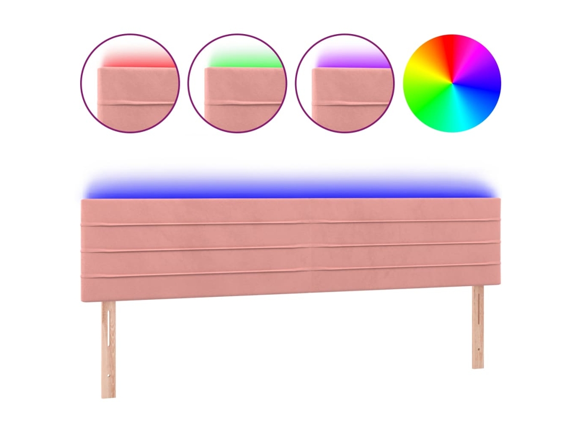 Cabeceira de Cama com Luzes Led Veludo Rosa MAISON EXCLUSIVE (200x5x78 cm)