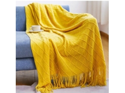 Manta de Tricô para Sofá e Cama Macia Decoração Casa com Pompom Leve Respirável, Macio, Quente, Ideal para Qua
