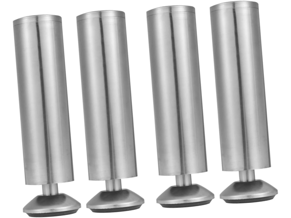 Shineofi Conjunto De 4 Pés Móveis Ajustáveis Em Aço Inoxidável Para Armários E Sofás Com Base Antiderrapante Metal