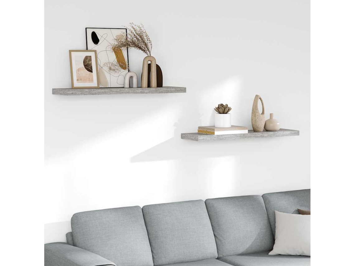 Vidaxl Prateleiras De Parede 2 Pcs 90x23,5x3,8cm Mdf Cinzento-cimento