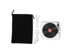 Tocador de vinil Mali com alto-falante estéreo 360°, sem fio, BT, portátil, branco, para exterior