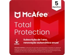 Software MCAFEE Total Protection (5 Dispositivos - 1 ano - PC, Mac, Smartphone e Tablet - Formato Digital)