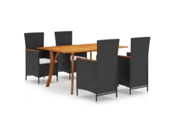5 Pcs Conjunto de Jantar para Jardim Preto MAISON EXCLUSIVE