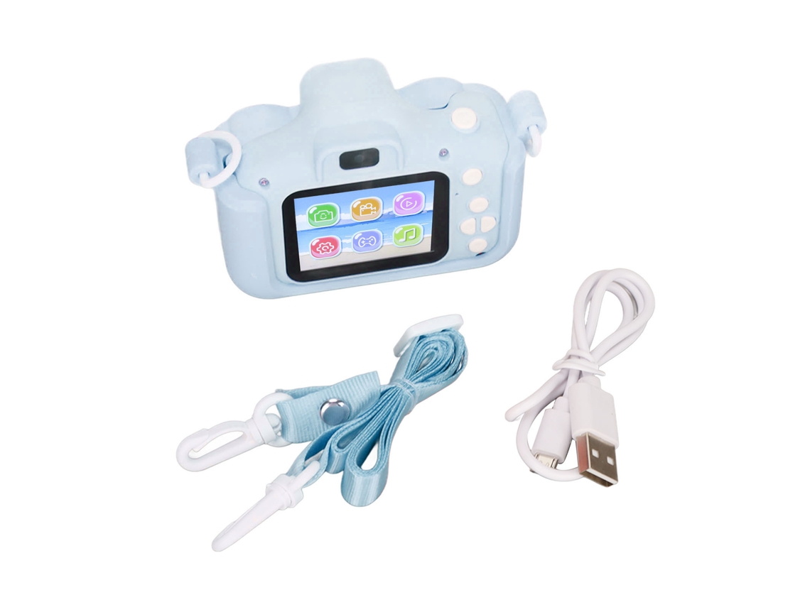 Câmera Infantil 2em1 Tela Ips Hd Câmeras Frontal E Traseira Jogo Mp3 Gravação De Vídeo Para Crianças De 3 A 10 Anos Azul