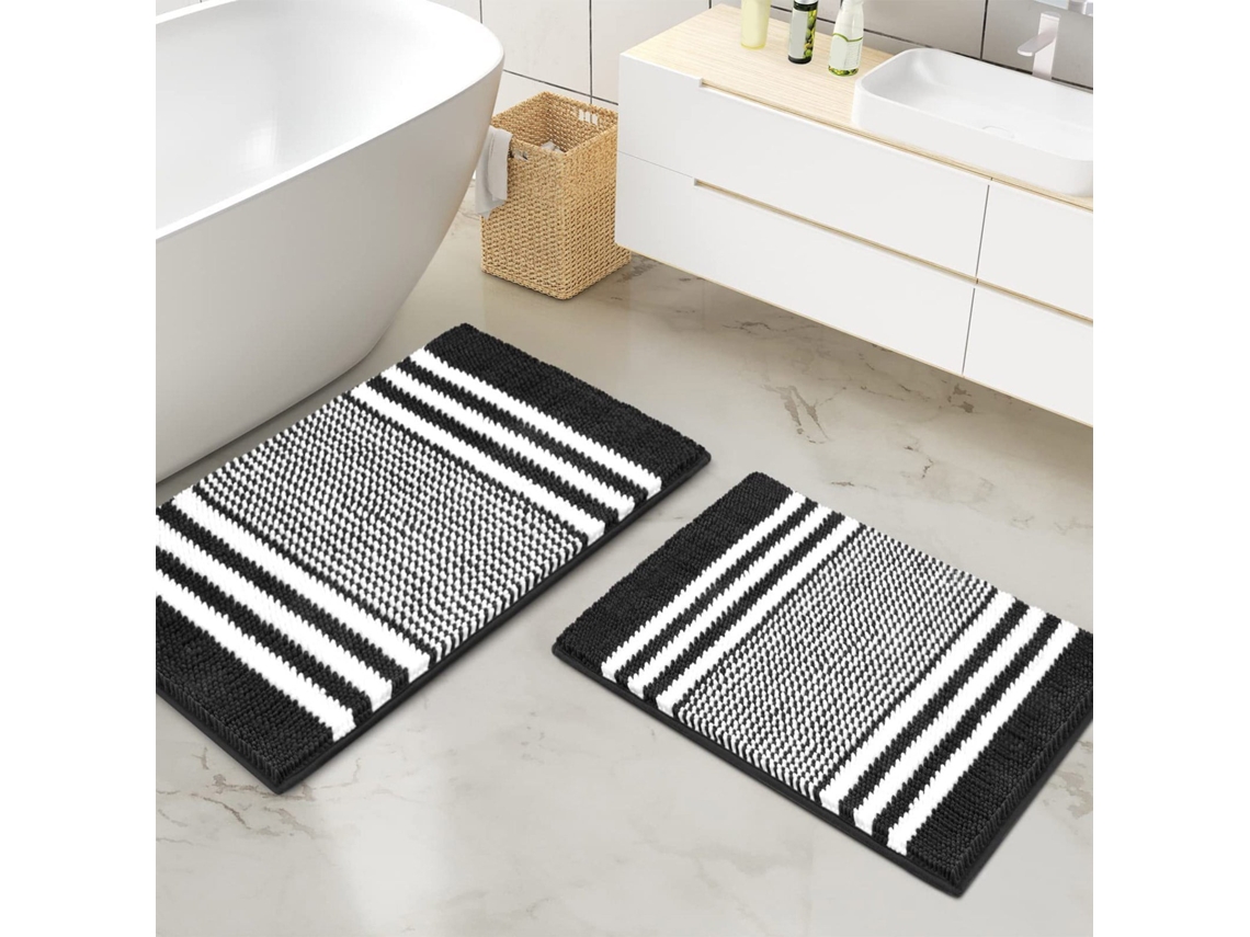 Tapete de banho em chenille de fibra ultrafina, super macio, espesso, absorvente e antiderrapante, lavável na máquina.