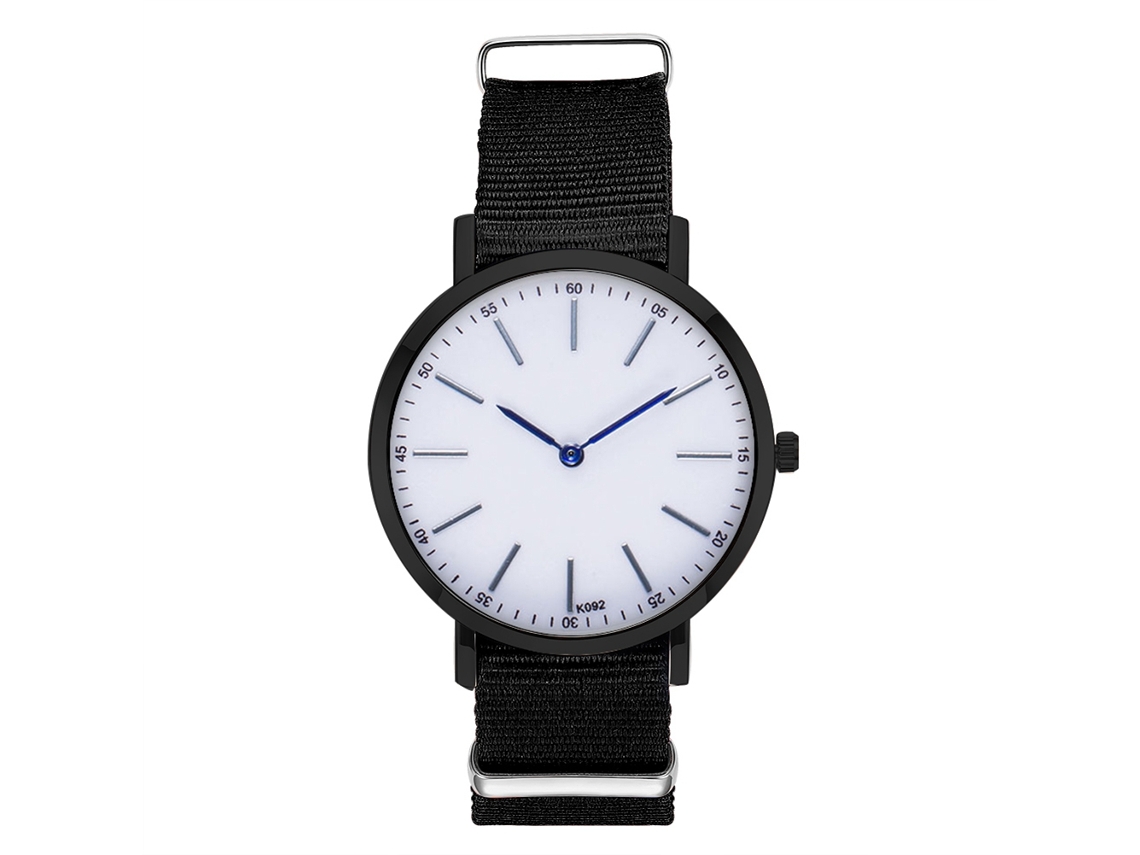 Relógio de Pulso Masculino de Quartzo com Pulseira de Nylon Casual Elegante Preto