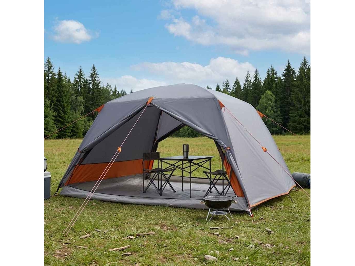 Vidaxl Barraca Para Caminhadas Cinza E Laranja 4 Pessoas