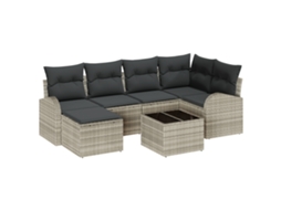 Conjunto 7 Conjunto De Sofá De Jardim Vidaxl Cinzento-claro Vime Pe (234 X 124 X 85 Cm)