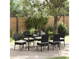 Vidaxl Conjunto De Jantar Para Jardim 7 Unid. Preto Aço Revestido A Pó