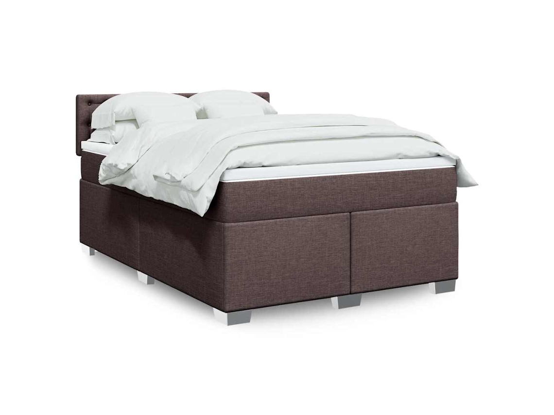 Vidaxl Cama Com Molas/colchão 140x190 Cm Tecido Castanho-escuro