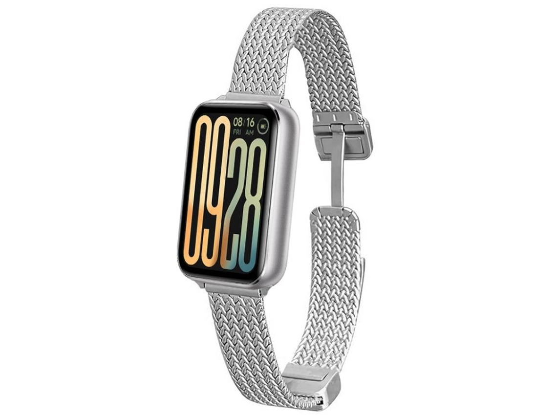 Bracelete para Redmi Watch 6/5/4 Aço Inoxidável Preto Fecho Magnético Prateada XIAOMOYU