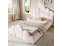 Cama Estofada Veludo Rosa 106x216 Cm