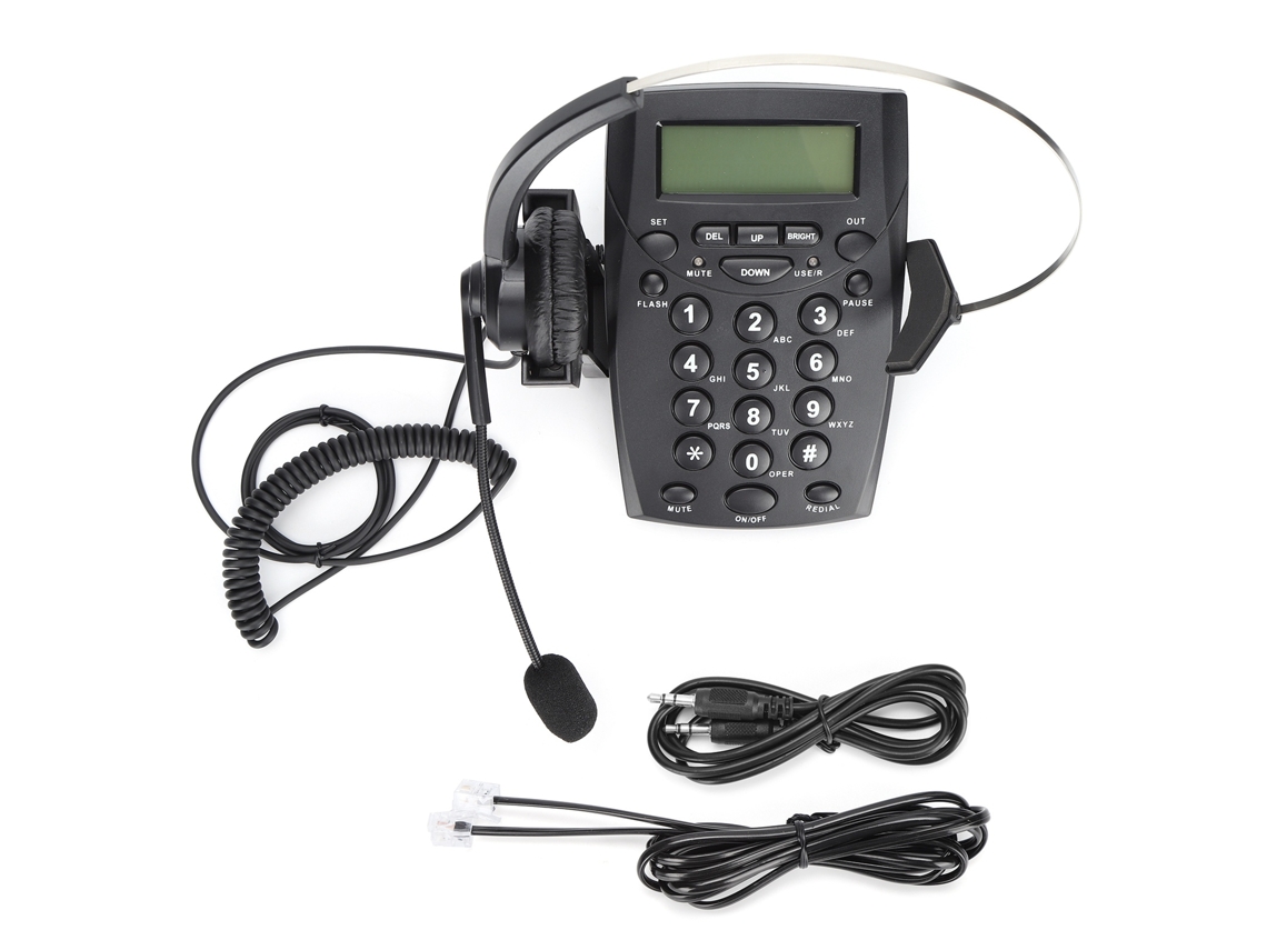 Telefone Fio Para Call Center Com Fone De Ouvido E Microfone Omnidirecional Para Escritório E Casa