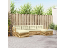 Vidaxl Conjunto De Sofás Para Exterior 6 Unid. Branco E Creme
