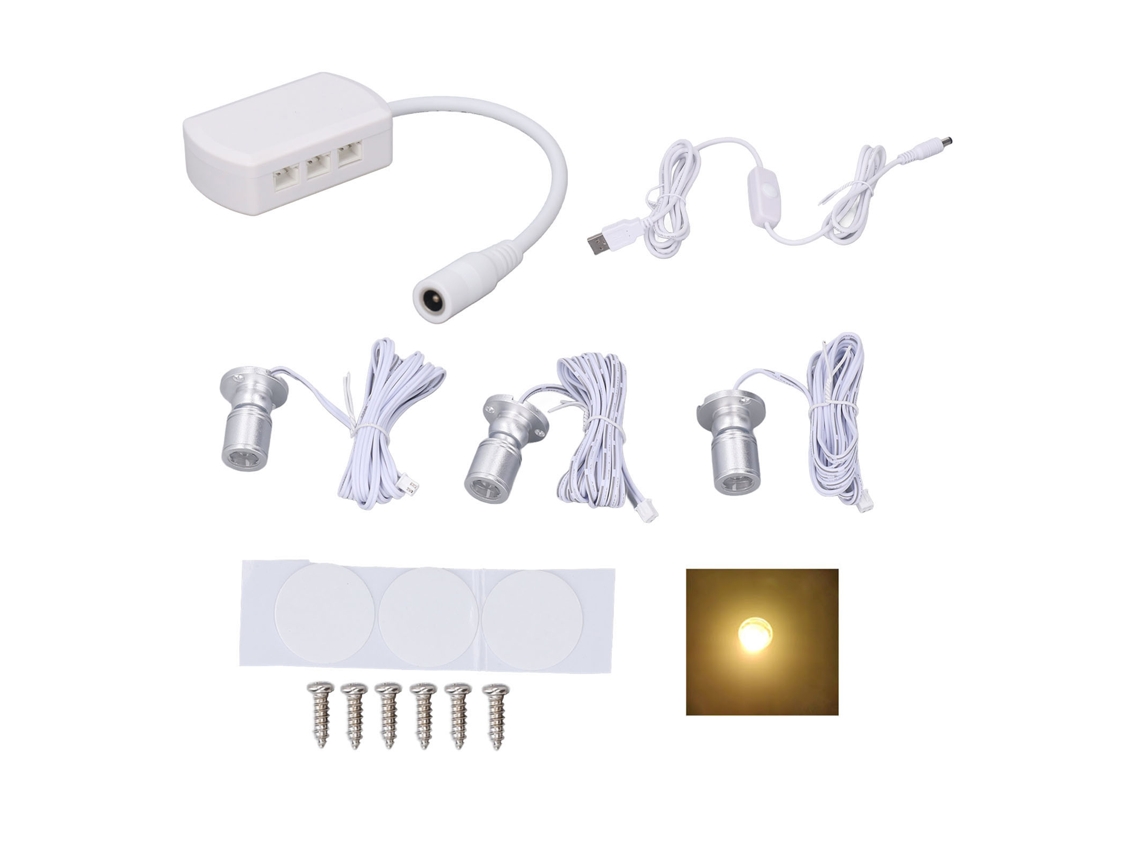 Refletor Led Mini Usb 5v Ajustável Luz Quente para Vitrines e Armários de Joias
