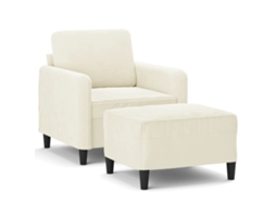 Cadeirão com apoio de pés VIDAXL Creme Veludo (60 cm)