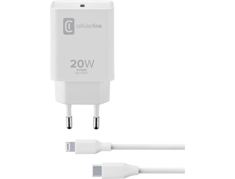 Carregador CELLULAR LINE ACHIPHKITC2LMFI20W