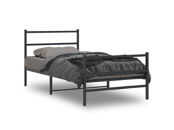 Vidaxl Estrutura de Cama com Cabeceira e Pés 100x200 Cm Metal Preto