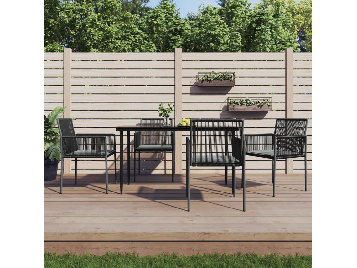 Vidaxl Cadeiras Jardim C/ Almofadões 4pcs 54x60,5x83,5cm Vime Pe Preto