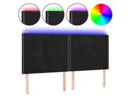 Cabeceira de Cama com Luzes Led Veludo Preto MAISON EXCLUSIVE (180x5x118 cm)