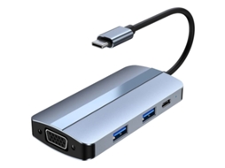 Hub Usb Byl-2106 7 em 1 Usb-C/Usb 3.02.0Usb Tipo Cvgahdmi Prata Oem