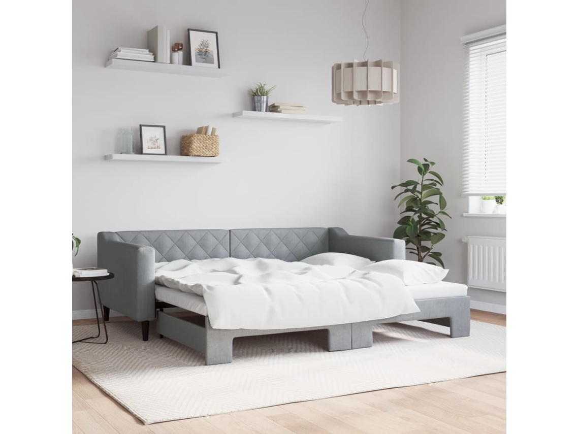 Vidaxl Sofá-cama Com Gavetão 90x190 Cm Tecido Cinzento-claro