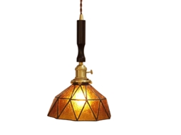Laxiscreed Lampada De Tecto Com Design Geométrico Em Madeira E Latão Para Sala De Jantar E Quarto