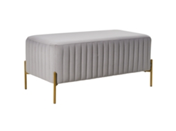 Banco De Cama Beliani Utah De Terciopelo Gris 91x47x43