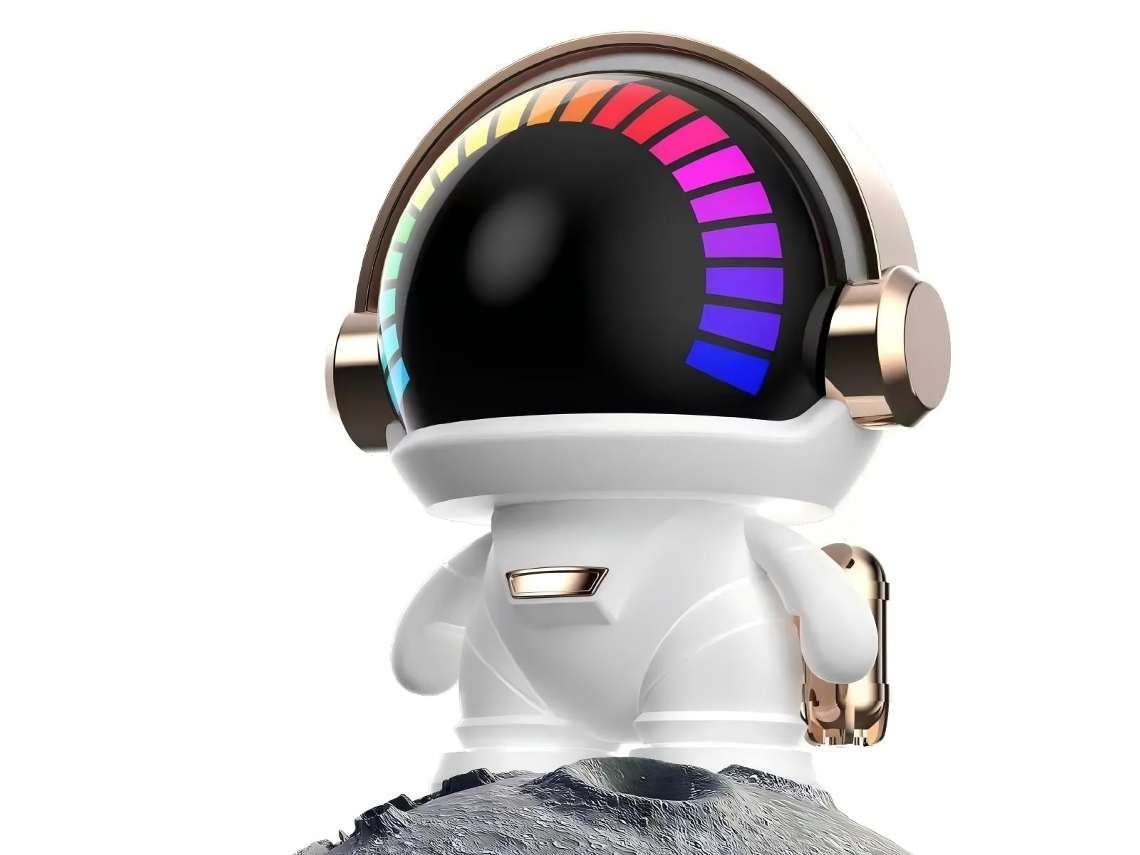 Coluna Bluetooth Astronauta Com Luzes Rgb Estéreo Design Premium Presente Ideal Para Música E Festas PAPRIKA