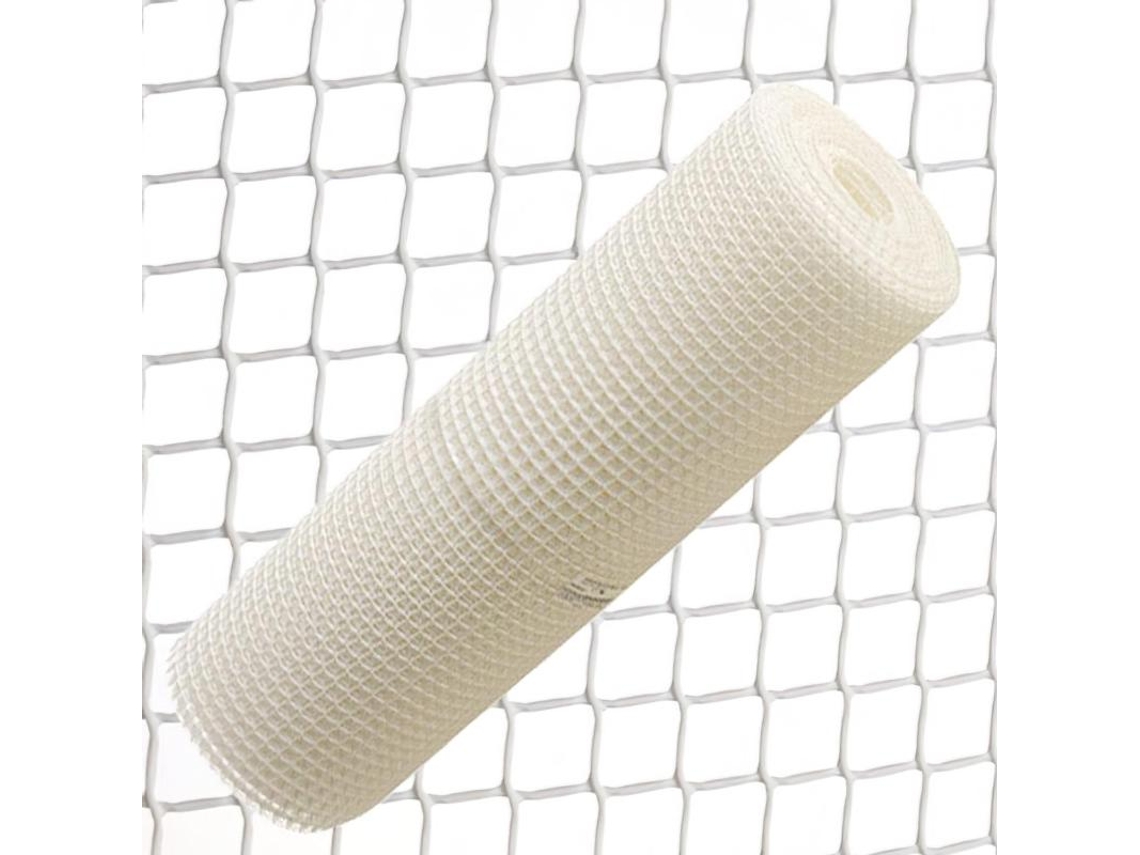 Tela cuadrada plastico 0,5 cm. x 1 metro. blanca rollo 25 metros