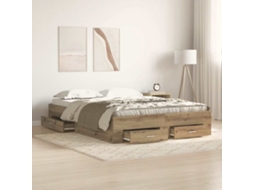 Vidaxl Estrutura Da Cama Com Gaveta Carvalho Artesanal 160 X 200 Cm
