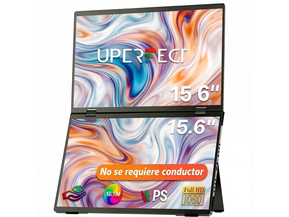 Monitor portátil Uperfect de 15,6", Full HD, 60 Hz, IPS, 100% sRGB, tela sensível ao toque de 10 pontos, USB-C, alumínio, dobrável em 360°, extensão ECR