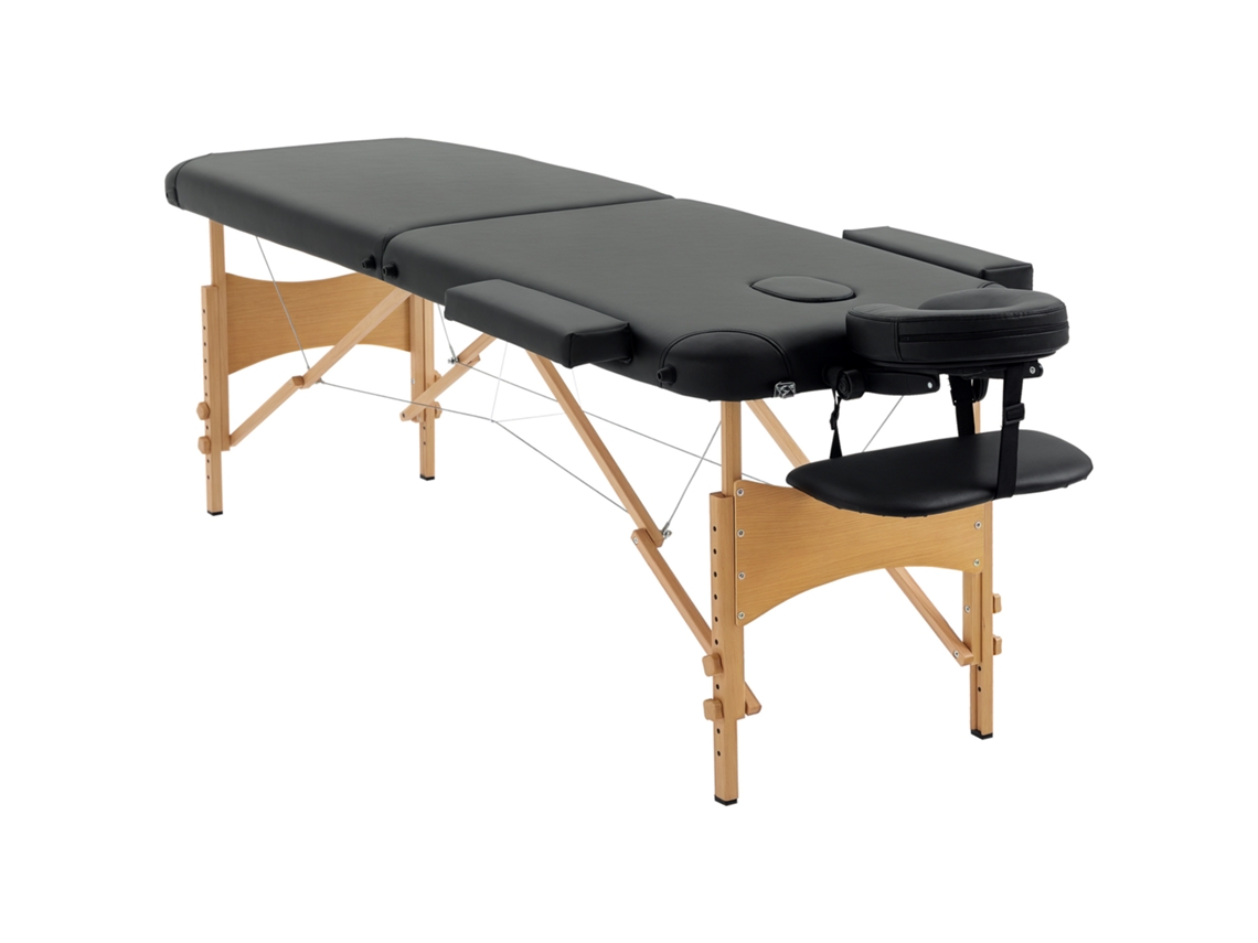 Mesa de Massagem Dobrável (ajuste de Altura, Couro Sintético, Preto)