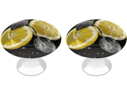 Conjunto De 2 Puxadores Aço Inoxidável Para Armários Cozinha, Personalizados Com Limão, Em Preto E Branco, Para Gavetas