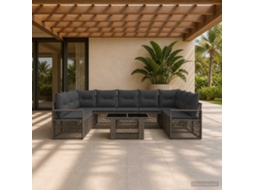 Vidaxl Conjunto De Sofá De Jardim 10 Unid. Cinza E Cinza Escuro