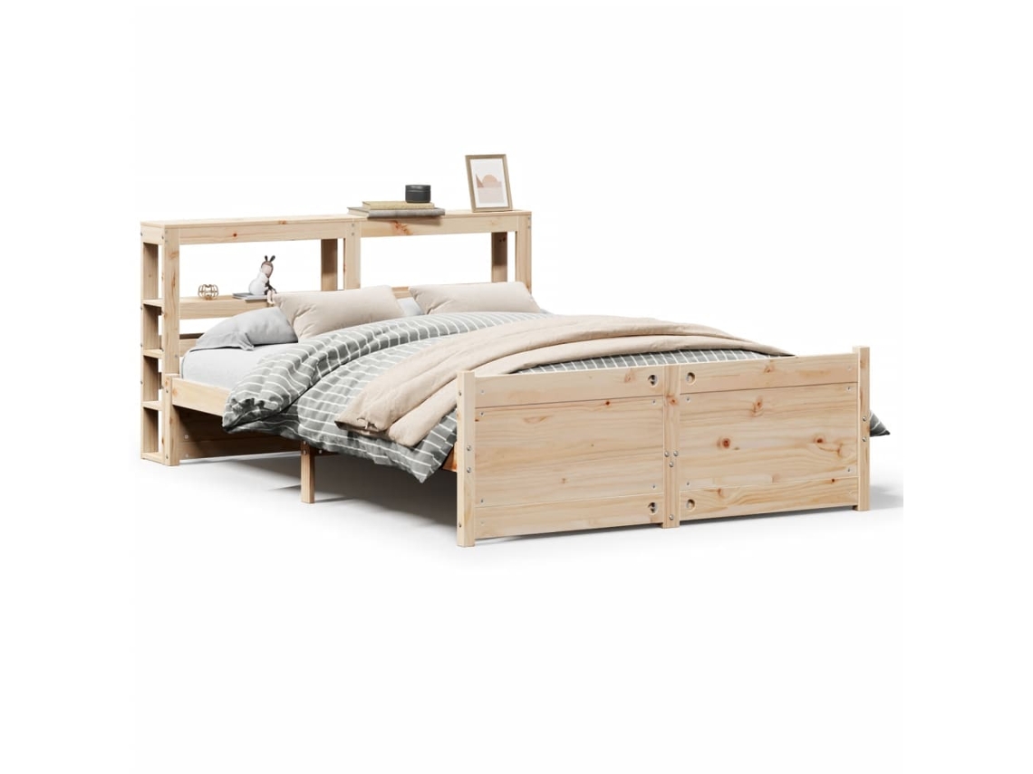 Estrutura Cama C/ Cabeceira 140x190 Cm Pinho Maciço MAISON EXCLUSIVE