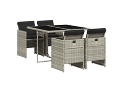 Conjunto de 5 Jantar para Jardim com Almofadões Cinzento Claro MAISON EXCLUSIVE