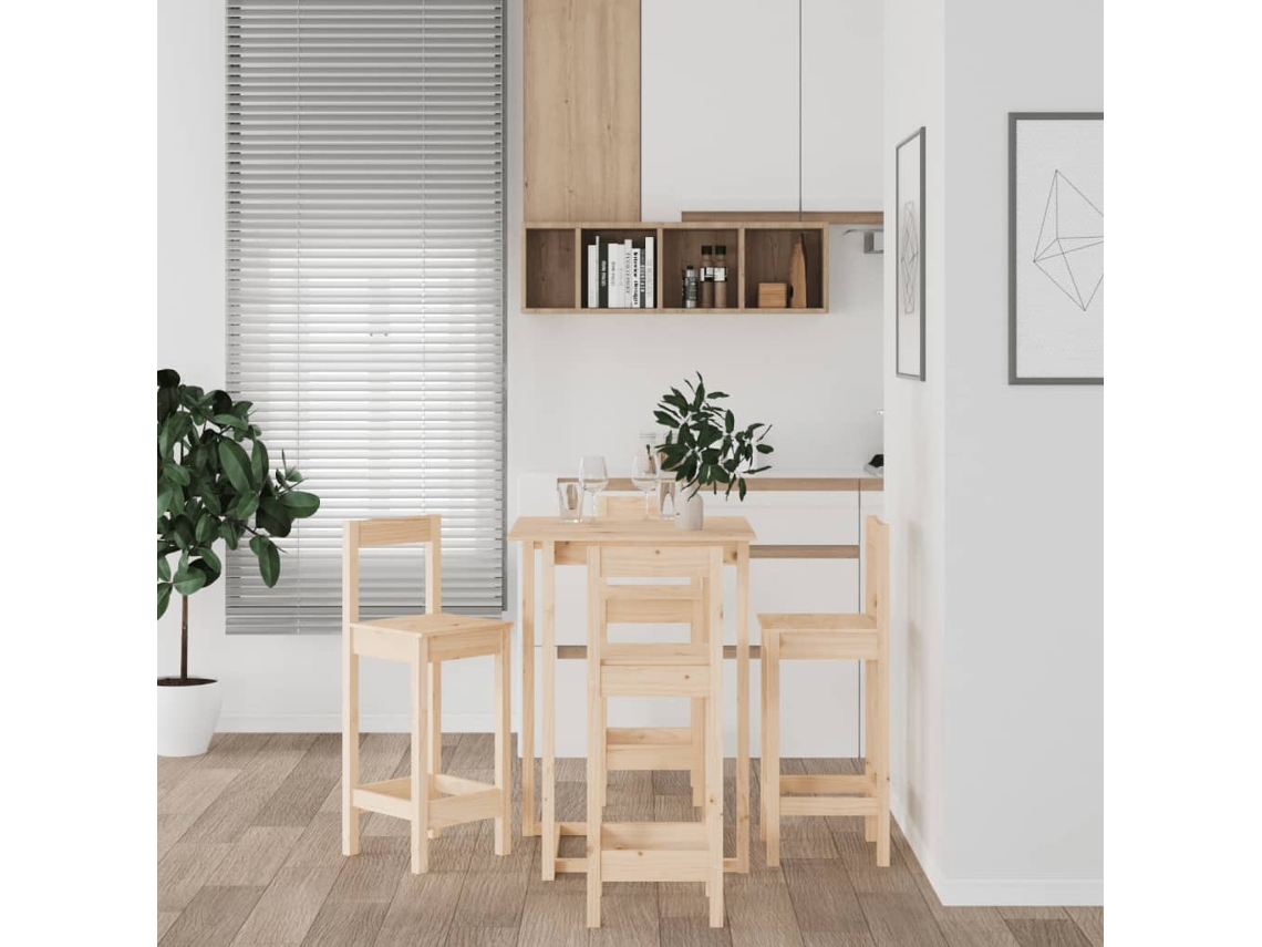 Vidaxl 5 Pcs Conjunto De Bar Pinho Maciço