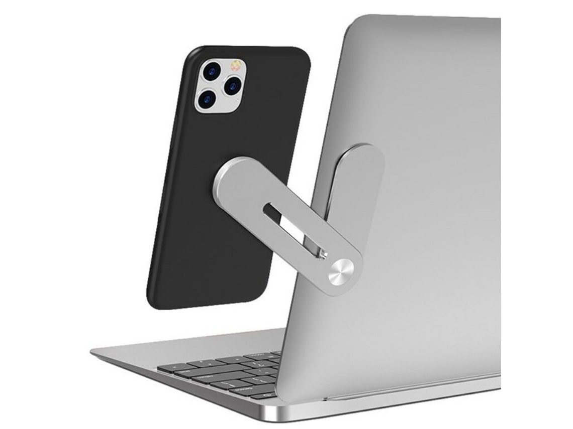 Suporte Universal Ajustável Para Celular E Laptop, Cor Prata.