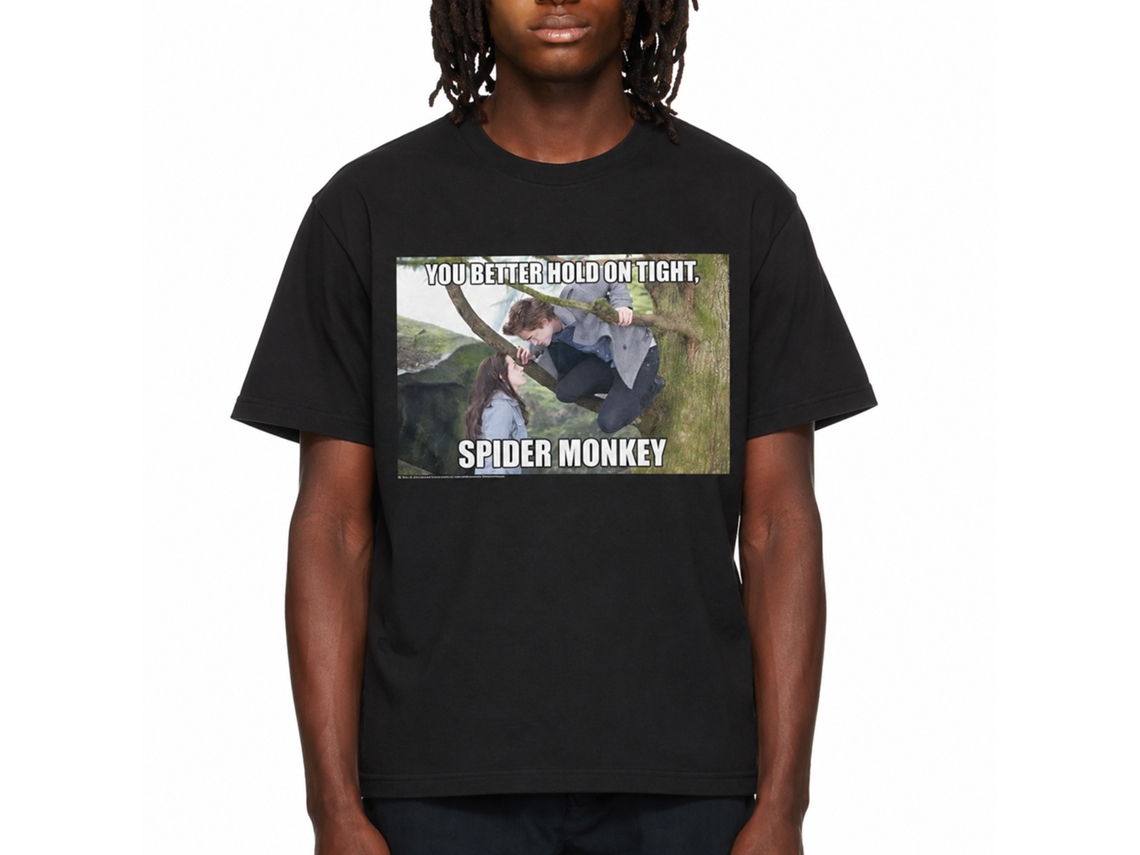 Rockinstone Twilight Movie Hold On Tight Spider Monkey Black Adult T-shirt Size:xxxl