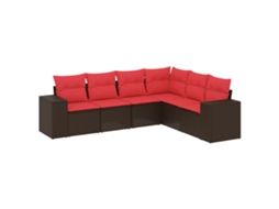 Conjunto de Sofá de Jardim, 6 Peças, Almofadas, Rattan Preto MAISON EXCLUSIVE