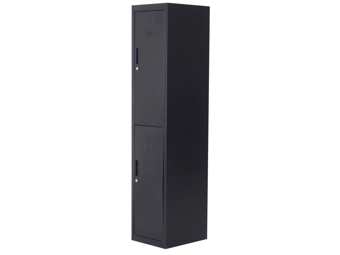 Armário de Armário de 4 Andares. Armário de Metal com 2 Portas Trancáveis e 2 Chaves. 38x46x180cm. Preto Ge