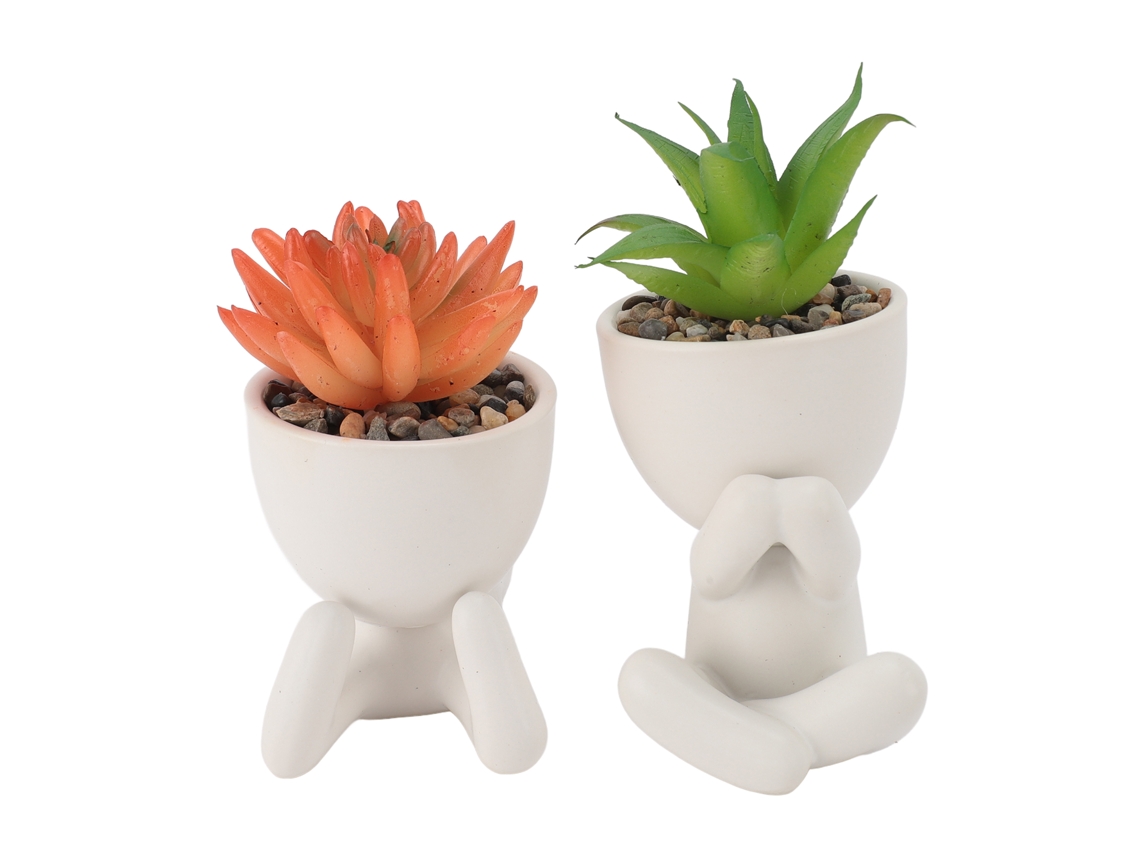 Vaso De Suculentas Artificiais Laxiscreed Para Decoração De Mesa Branca