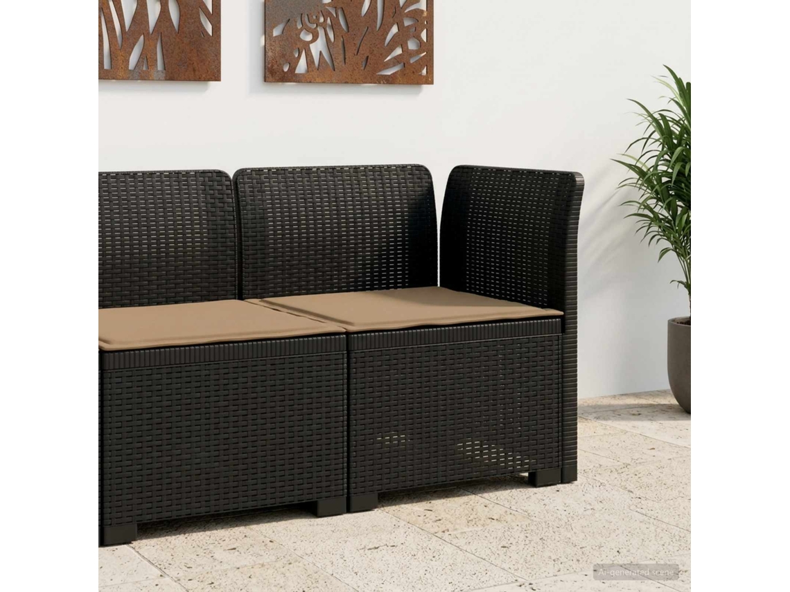 Vidaxl Sofá De Jardim 1 Lugar Com Almofada Look Rattan Pp Antracite
