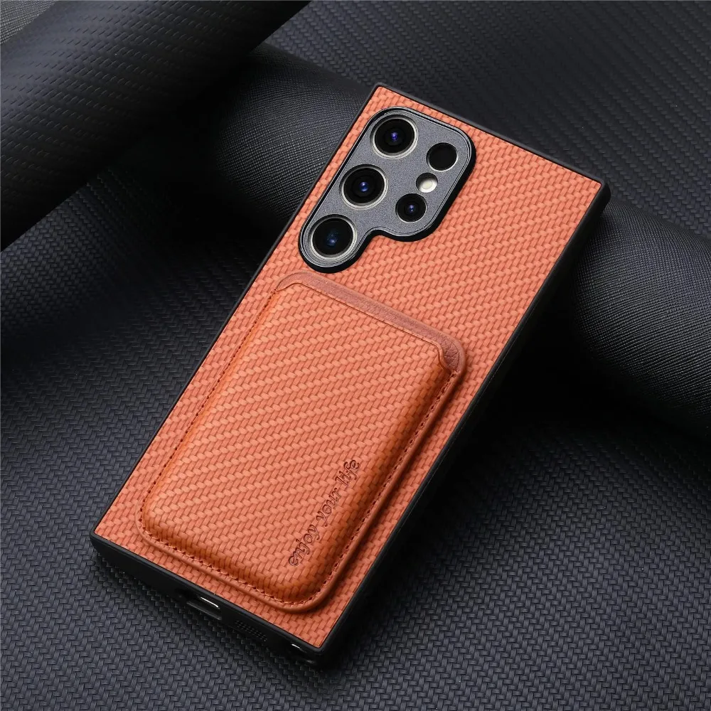 (orange, Galaxy S25) Capa Magnética Para Celular Com Compartimento Para Cartão Sim, Capa Protetora Resistente A Impactos Para Uso Profissional.