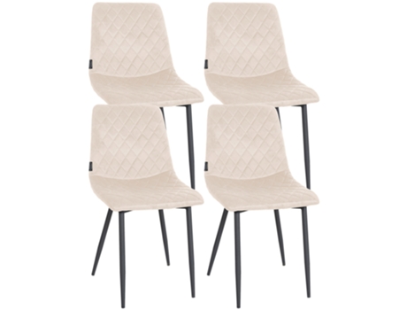 Conjunto de 4 cadeiras Telde veludo creme CLP