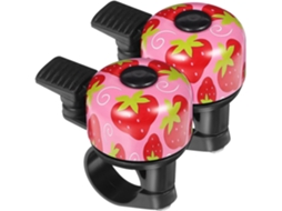 Conjunto 2 Campainhas Bicicleta Morango - Campainha Infantil Bicicleta - Acessório Bicicleta - Plástico - Rosa