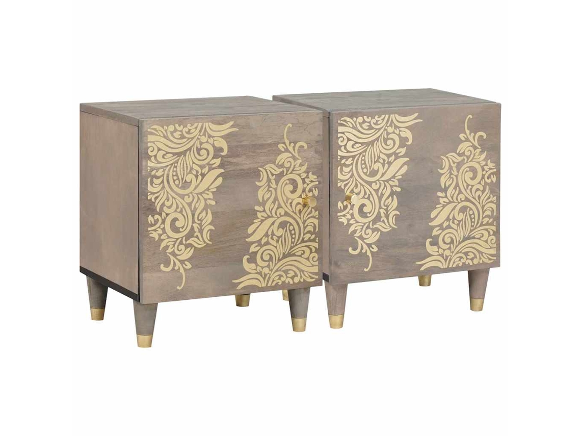 Vidaxl Mesa De Cabeceira Com Porta 2 Unid. Cinzeto 40 X 33 X 46 Cm